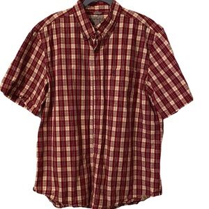 Carhartt Shirt Men’s Red XL Relaxed Fit Plaid Button Front Short Sleeve